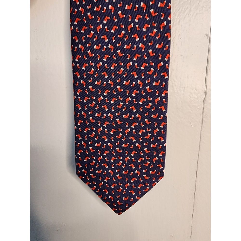 TOMMY HILFIGER MEN'S STOCKING PRINT TIE ONE SIZE RED
